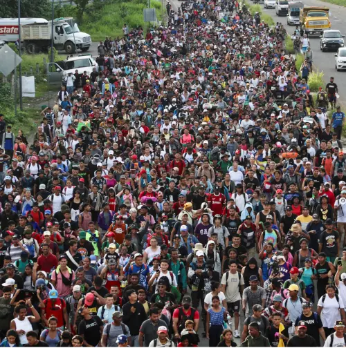 A hoarde of illegal immigrants, who say they are coming for a better life, crossing into the united states, showing the sheer scale of the illegal invasion