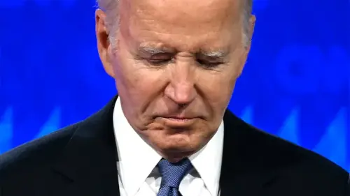 President Biden hanging his head during the first debate of 2024, as it's discovered the Trump-hating media betray voters